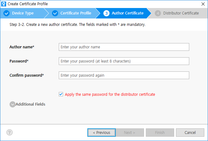 Create a new author certificate